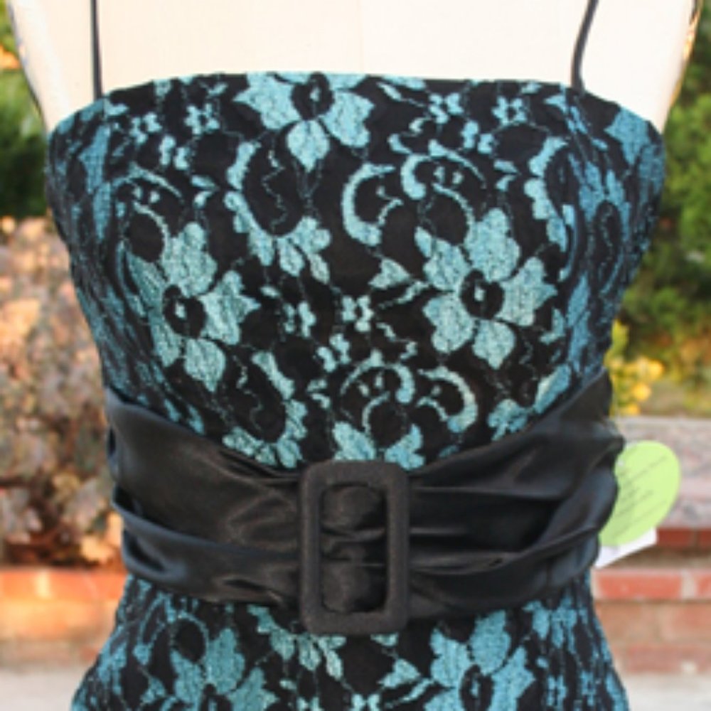Roberta Black & Turquoise Lace Cocktail Dress